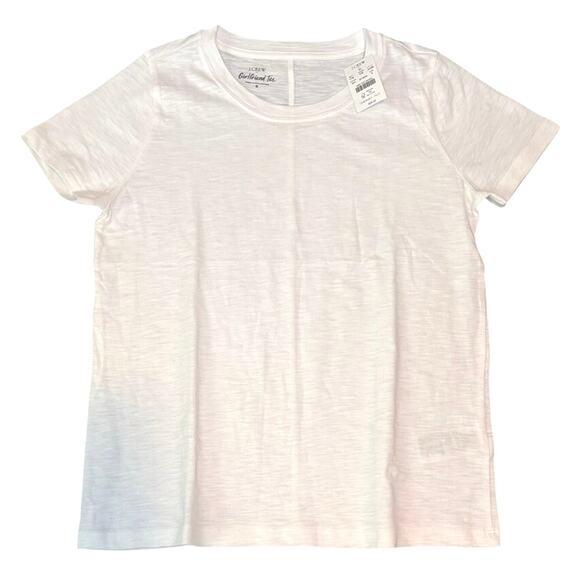 J.Crew Factory White Girlfriend Tee Small Cotton Crewneck Relaxed NWT - Picture 1 of 5